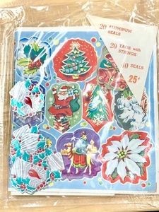 80 Vintage Christmas Package Stickers, Seals & String Tags 1950’s 60’s? - Picture 1 of 6