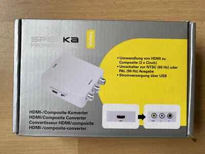 AV Konverter HDMI Umwandlung HDMI zu Composite 3 x Cinch SpeaKa Professional  - Bild 1 von 4