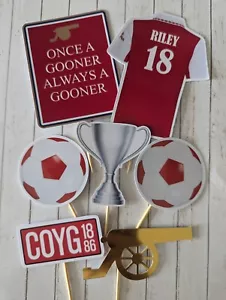 FOOTBALL Cake topper Set ARSENAL  FC INSPIRED set of 7 birthday toppers  - Picture 1 of 4
