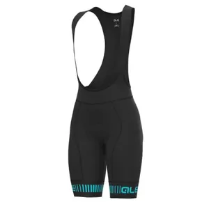 ALE Womens Cycling Bib Shorts - Strada PR-R - Padded, Black/Turquoise L13146118 - Picture 1 of 2