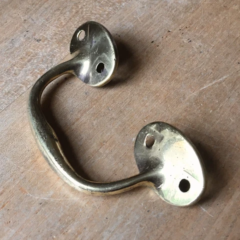 Antique Handle Solid Brass Drawer Pull 1800’s Georgian Old Cover