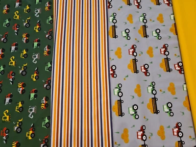 Traktor Stoffpaket 5x Baumwolljersey für Mützen und  Loops   30x70cm Neu - Bild 1 von 4