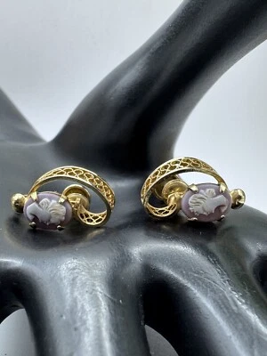 Brincos antigos com presilha de parafuso traseiro folheados a ouro 12K Sorrento - Imagem 1 de 4