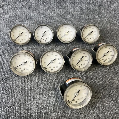 Lot of 9 - Ametek 844U USG 2" Dia 0-160PSI Pressure Gauge Panel Back Mount Used - Image 1 of 4