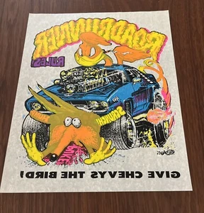 Vintage 1970’s “Roadrunner Rules” Iron On Transfer For T Shirt -Day Glo - Picture 1 of 6