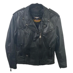 Chaqueta de cuero para motocicleta Harley Davidson XS forro con cremallera negra para montar - Imagen 1 de 14