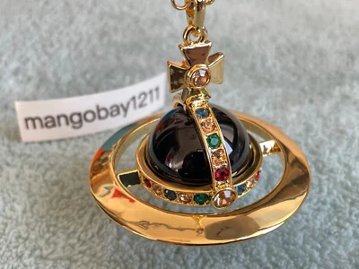 Vivienne Westwood Gold Black 3D Giant Orb Pendant Necklace - Image 1 of 3