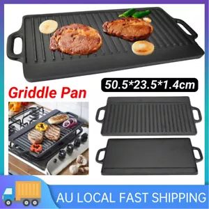 Non-Stick Frying Pan Cast Iron Griddle Steak Skillet Induction Base BBQ Grill AU - Picture 1 of 12