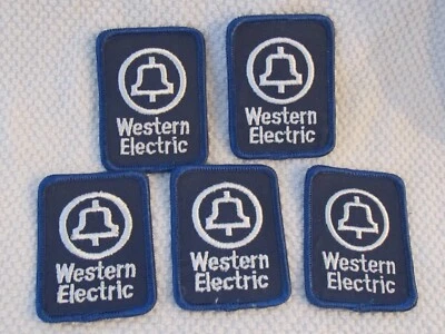 Vintage WESTERN ELECTRIC Telephone EMBROIDERED BLUE White BELL Patch 3" long (5) - Image 1 of 2