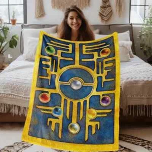 Cozy Soft Ancient Pokemon Legendary Themed Flannel Throw Blanket All Seasons - Picture 1 of 5