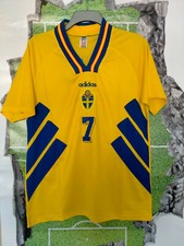 Sweden Home Football Shirt 1994 WORLD CUP USA 94 1995 LARSSON YELLOW LARGE 41