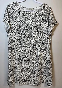 Charlie Paige Leinenmischung T-Shirt Minikleid Gr. Large Leopardenmuster Bündchenärmel - Bild 1 von 9
