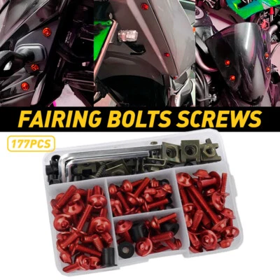 177pc For Yamaha Motorcycle M6 M5 Complete Fairing Bolts Kit Screws Nut Red EOA - Изображение 1 из 4