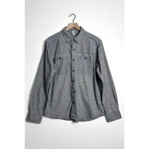 STIO Mens Miter Flannel Shirt Long Sleeve Button Front Gray size Medium - Picture 1 of 6