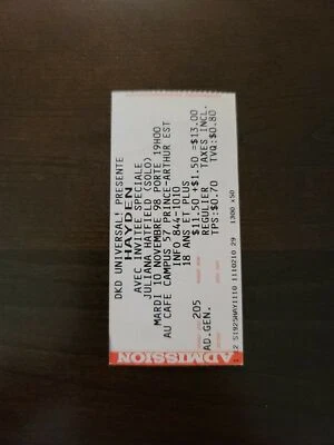 Hayden 1998, Montreal Au Cafe Campus Original Concert Ticket Stub - Image 1 of 2