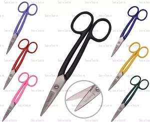 7" Scissors Style Jewelers Shears Snip Straight Jaws 9 Different Colored Handles - Picture 1 of 8