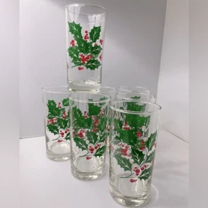 Weihnachtsglas 7er Set Indiana Glas Stechpalme 8oz Tumbler Trinkgase - Bild 1 von 7