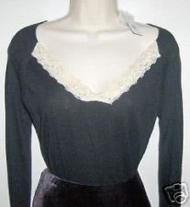 NWT w/Tags $72:  AUGUST SILK   Lace/Beaded Black Sweater  Sz S - Foto 1 di 1