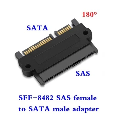 SFF 8482 SAS female to SATA male 90 Degree 180 Degree Adapter Converter 22 Pin - Image 1 of 2