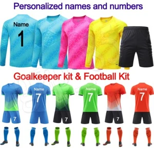 Football Kids Boys Girls kits Goalkeeper Shirt Shorts Padded Elbow Goalie Sets - Picture 1 of 28
