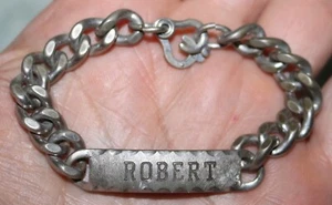 VINTAGE KALBE STERLING SILVER ID BRACELET "ROBERT" - Picture 1 of 6