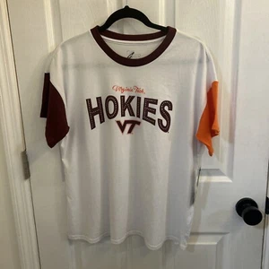 NWT Virginia Tech Hokies Womens White Rhinestone Short Sleeve T-Shirt Size Large - Picture 1 of 17