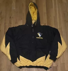 Vintage Pittsburgh Penguins Logo 7 Mens Sz XL Hooded Pullover Jacket NHL Hockey - Picture 1 of 24
