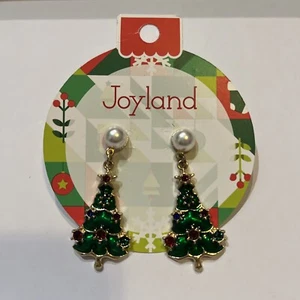 Pendientes Joyland de árbol de Navidad verde perla sintética tono dorado - Imagen 1 de 4