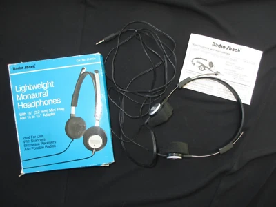 Auriculares monoaurales ligeros Radio Shack de colección 20-210A - probados y funcionando Foto 1 de 4