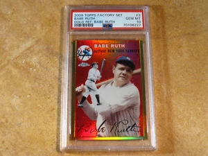 BABE RUTH 2009 TOPPPS FACTORY SET CHROME GOLD REFRACTOR PSA 10 (GEM/MINT) #3 - Picture 1 of 2