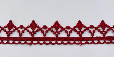 1 inch wide Embroidered Lace Fabric Ribbon price per yard select color - Image 1 of 2