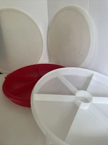 Vintage Tupperware Party Tray Relish Vegetable Tray Set Of 2 With Lids - Picture 1 of 1