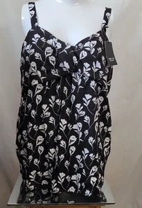NEW Simply Vera Wang Halter Tank Top Sm dressy sleeveless black white floral NWT - Picture 1 of 11