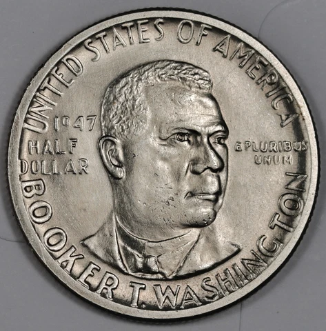 1947-p Booker T Washington Half Dollar.  Commemorative.  BU.  181135 Cover
