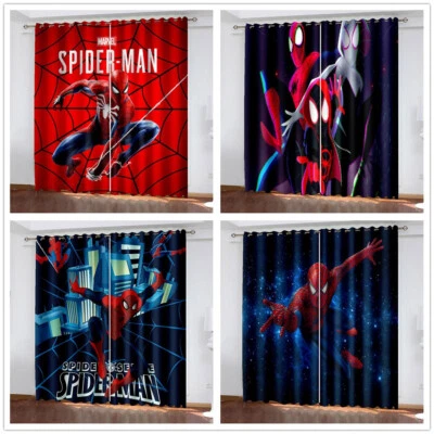 Kinder Schlafzimmer Spiderman Blickdicht Vorhänge Ösen Junge Verdunklung Vorhang - Bild 1 von 4