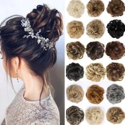Extensiones de pieza de moño de cabello falso rizado desordenado pinza para el cabello en Scrunchie EE. UU. Foto 1 de 4