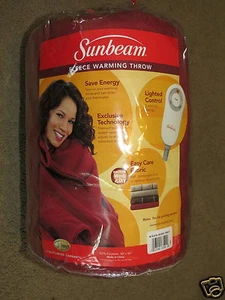 NEW Sunbeam Fleece Warming Throw - 50" x 60" - red - save energy, washable - Picture 1 of 2
