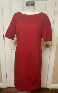 Abito tubino manica corta rosso rubino Lafayette 148 New York, taglia 10, nuovo con etichetta! $498 - Foto 1 di 7