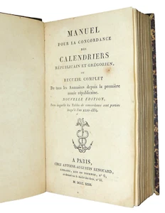Manuel de concordance des calendriers Républicain et Grégorien. 1822 ( rare) - Imagen 1 de 5