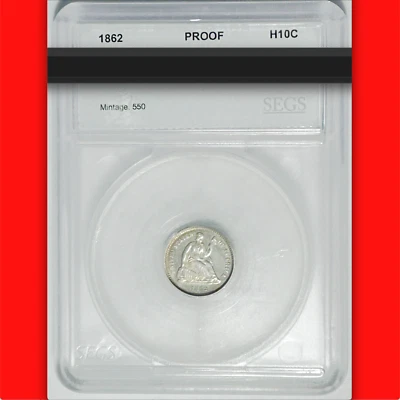 1862 Choice Proof "Plus"! CIVIL WAR! $850-CU 550-Minted! Key Seated Half Dime 5c - Image 1 of 4