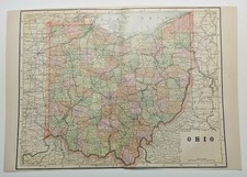 1894 Vintage OHIO Atlas Map Old Authentic Antique Encyclopedia Britannica