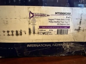 3,000 Piece-Daggerz MTSS08200 8 x 2 #2 PHILLIPS Screw 3M - Picture 1 of 2
