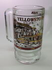 6" Gold Ink Glass Stein Drink Beer Mug ~ Yellowstone National Park Geysers & Elk