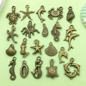 Dijes metálicos mezclados de vida marina estilo playa tortuga estrella de mar 20 piezas - Imagen 1 de 3
