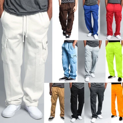 G-Style USA Men's Jogger Heavy Weight Fleece Cargo Pocket Sweat Pants S~6XL-FL77 - Image 1 of 2