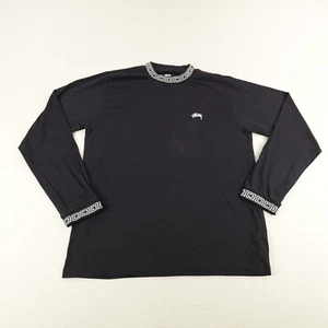 Stussy Shirt Mens Large Black Mock Neck Pullover Streetwear Skater Spiral Collar - Picture 1 of 10