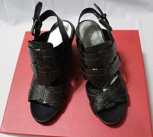 DONALD J PLINER WOMEN'S GAIA PEWTER STREAK SNAKE WEDGE SANDAL US 6M - Picture 1 of 5