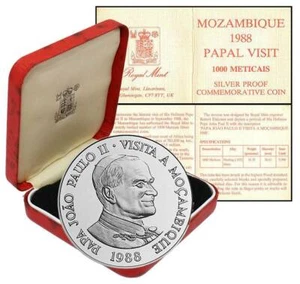 Mozambique, Visit of Pope John Paul II, 1988, 1000 Meticais, Silver Proof - Picture 1 of 7