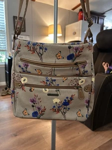 Borsa a tracolla floreale multi sacca chiusura zip cerniera anteriore multitasche - Foto 1 di 5