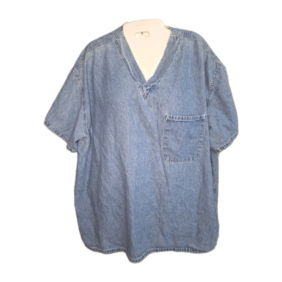Fundamentals By White Swan Scrub Top V Neck Size XL Blue Denim  - Image 1 of 4